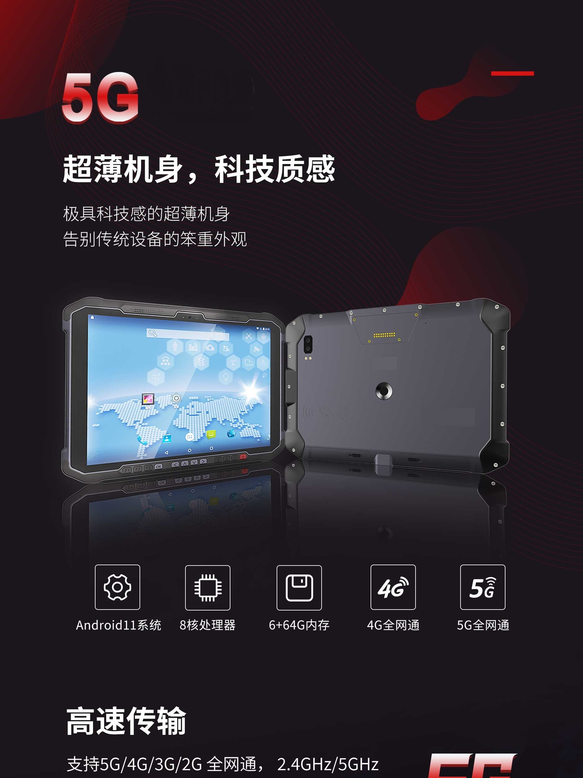 SD100 5G工业级平板5G安卓11.0企业工业平板